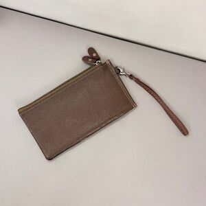 Leather Wristlet 18 Card Holder Snap Fold